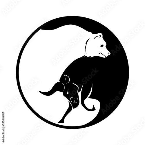 Bear and bull vector logo. Players on Exchange. Bulls and bears traders on a stock market. Vector.