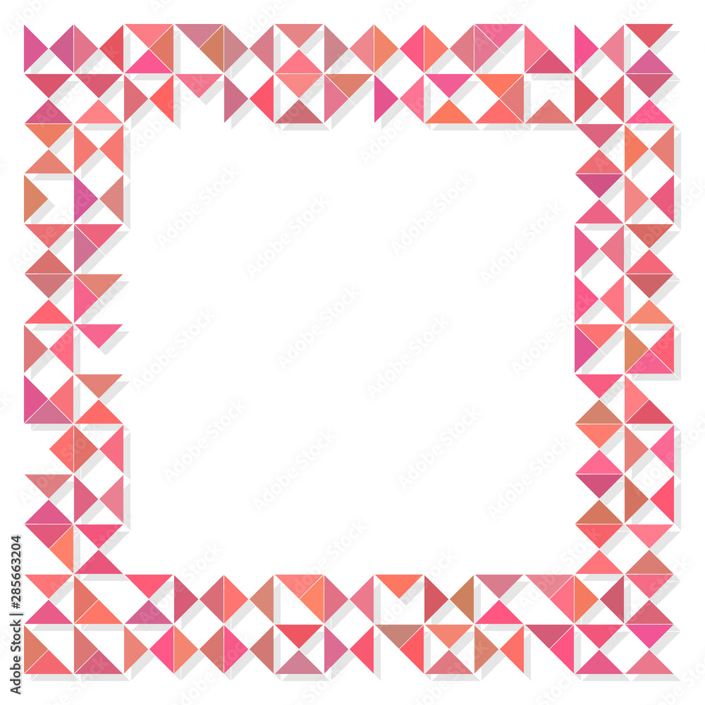 Modern frame with colorfull geometric triangle pattern.