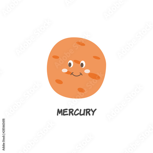 Mercury cartoon icon a planet of solar system flat vector illustration isolated.