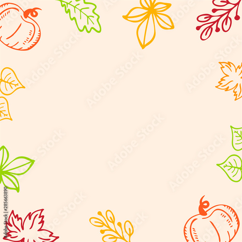 Decorative border from the leaves. Floral frame for your text. Autumn theme. Banner template. 