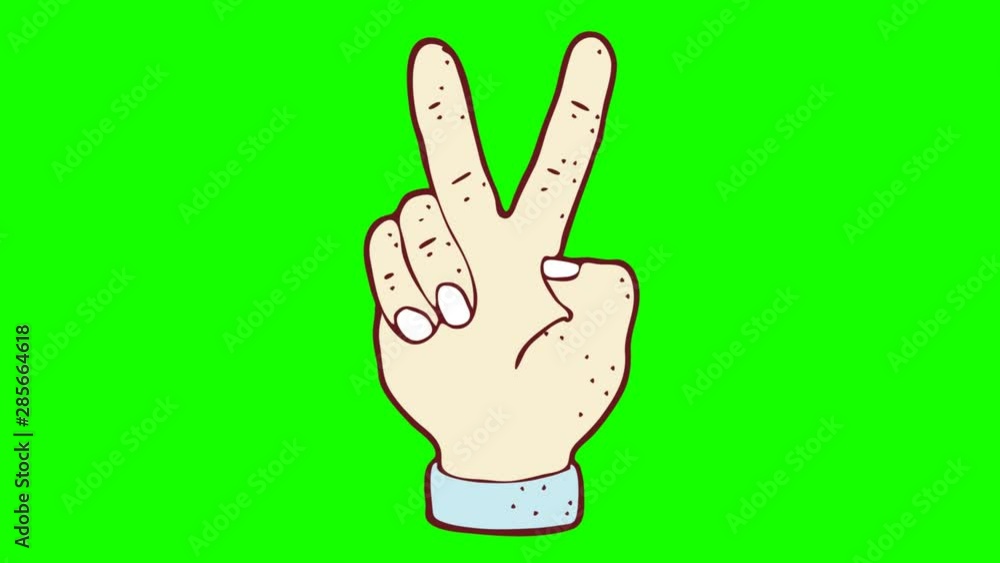 digitally drawn illustration two fingers animated green screen. hand drawing style digitally drawn illustration two fingers animated green screen. hand drawing style