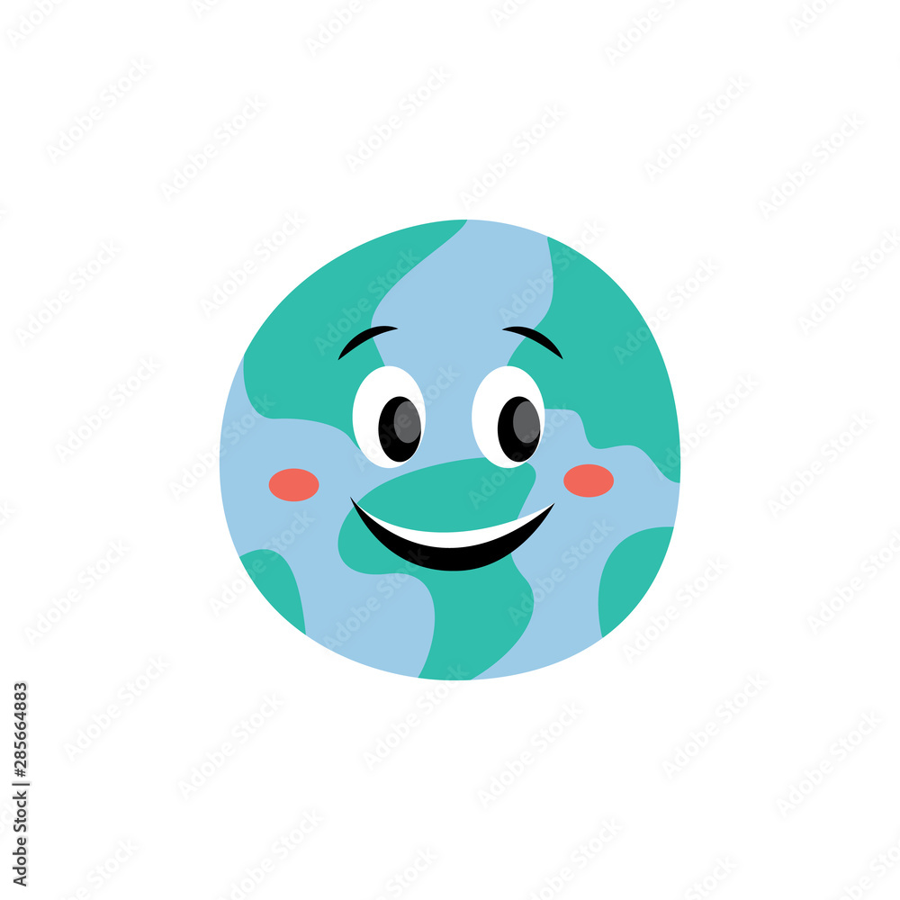 Fun and cute planet of the solar system Earth with eyes and face smiling. Fun and cute planet of the solar system Earth with eyes and face smiling.