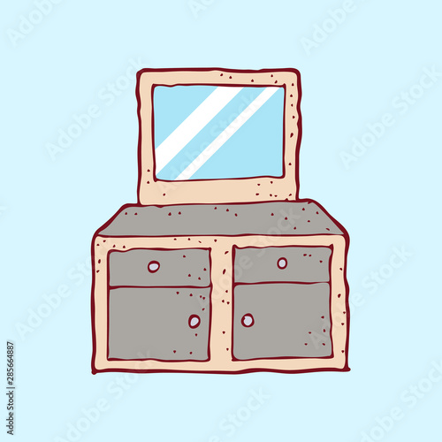 digitally drawn illustration dresser design. hand drawing style