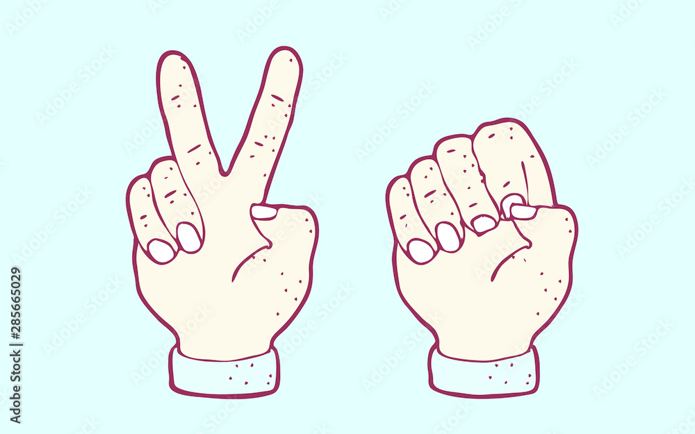 digitally drawn illustration two fingers design. hand drawing style digitally drawn illustration two fingers design. hand drawing style