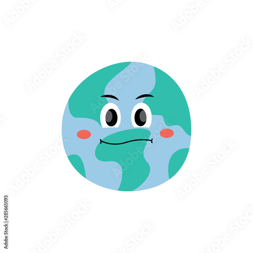Unhappy dissatisfied emotion of Earth planet vector flat illustration isolated.