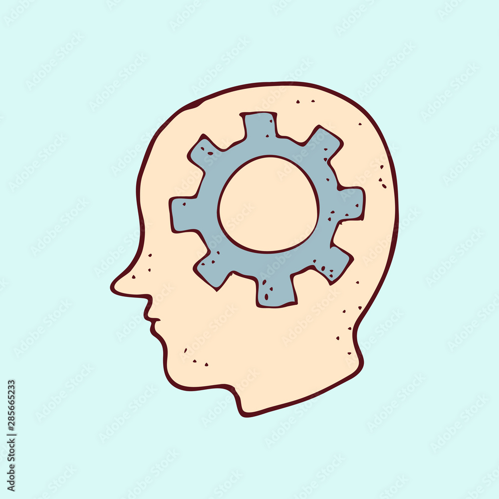 digitally drawn illustration human intelligence design. hand drawing style digitally drawn illustration human intelligence design. hand drawing style