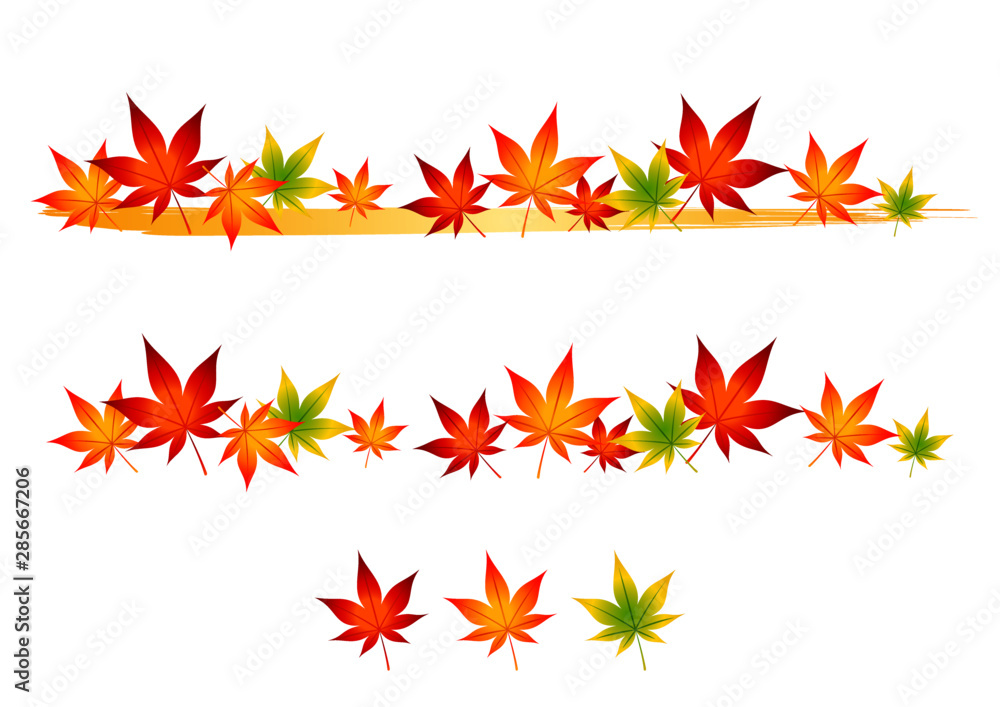 デコレーション 並んだもみじ Autumn leaves frame
