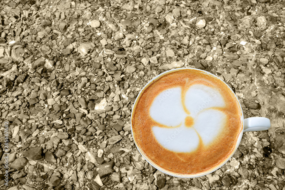 Cup of coffee on rock background Cup of coffee on rock background