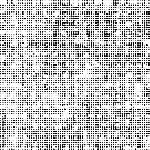 Abstract halftone texture. Chaotic background of black dots on white