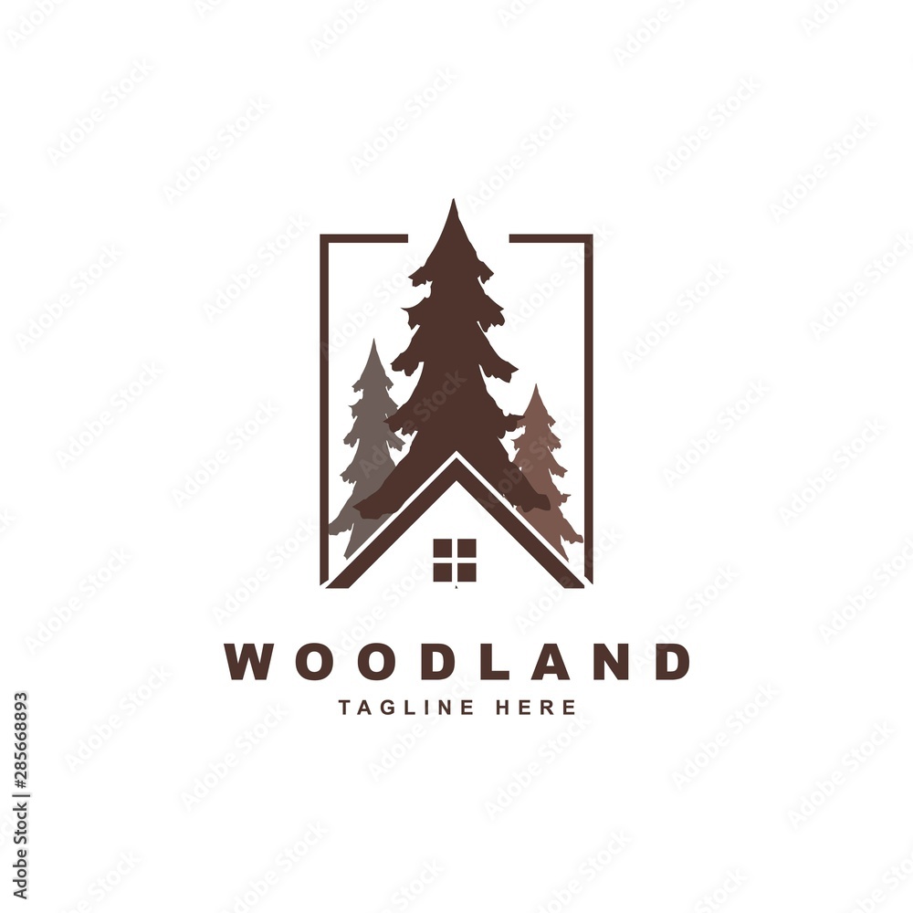 wood with roof of house logo design vector template.Creative wood house illustration symbol	