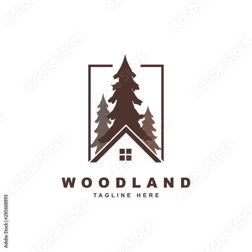 wood with roof of house logo design vector template.Creative wood house illustration symbol	