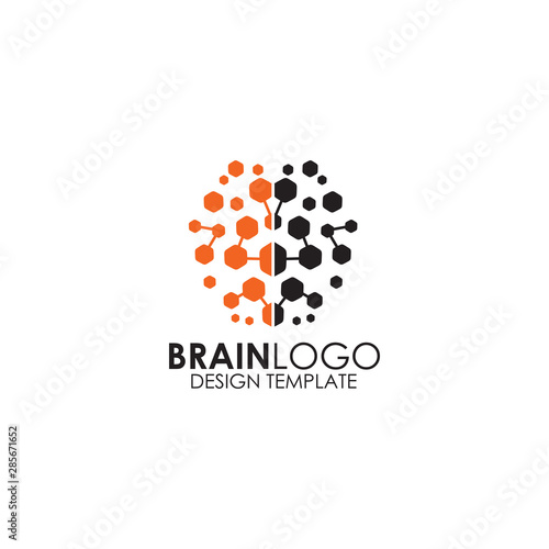 Human brain logo design vector template