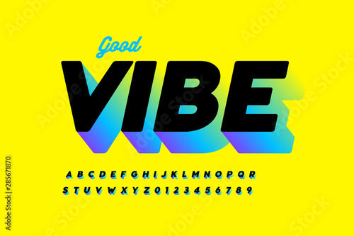 Bright style font design, alphabet letters and numbers