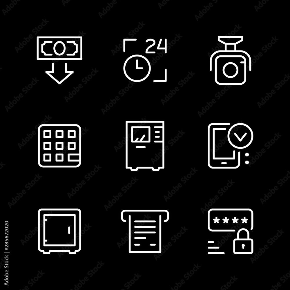 Set line icons of ATM Set line icons of ATM