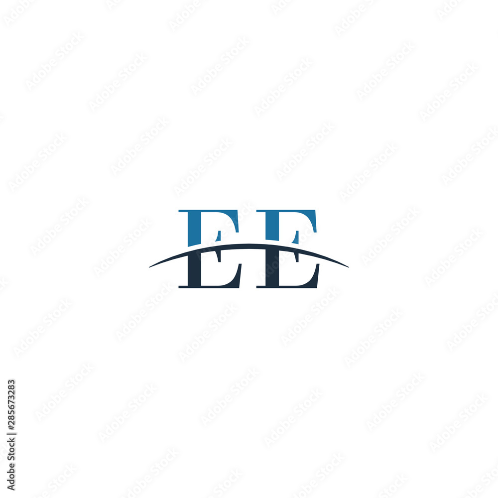Initial letter EE, overlapping movement swoosh horizon logo company design inspiration in blue and gray color vector Initial letter EE, overlapping movement swoosh horizon logo company design inspiration in blue and gray color vector