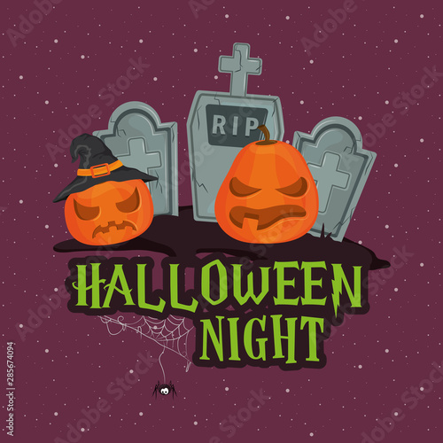 happy halloween scary night cartoon