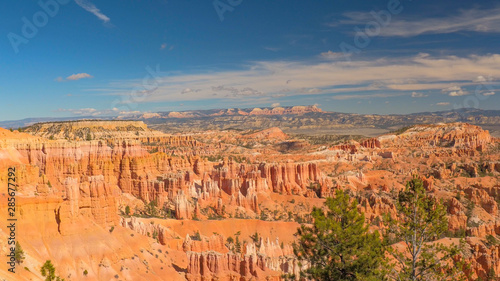 Beautiful view of stunning Bryce Canyon Amphitheater on gorgeous sunny day