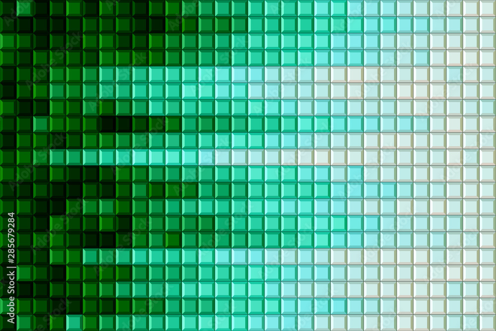 Regular grid of square tiles, emerald green gradient color Regular grid of square tiles, emerald green gradient color