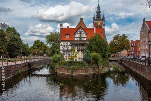 View at Miller's House, old headquarters of the Millers guild, Mill Island in Gdansk, Poland.