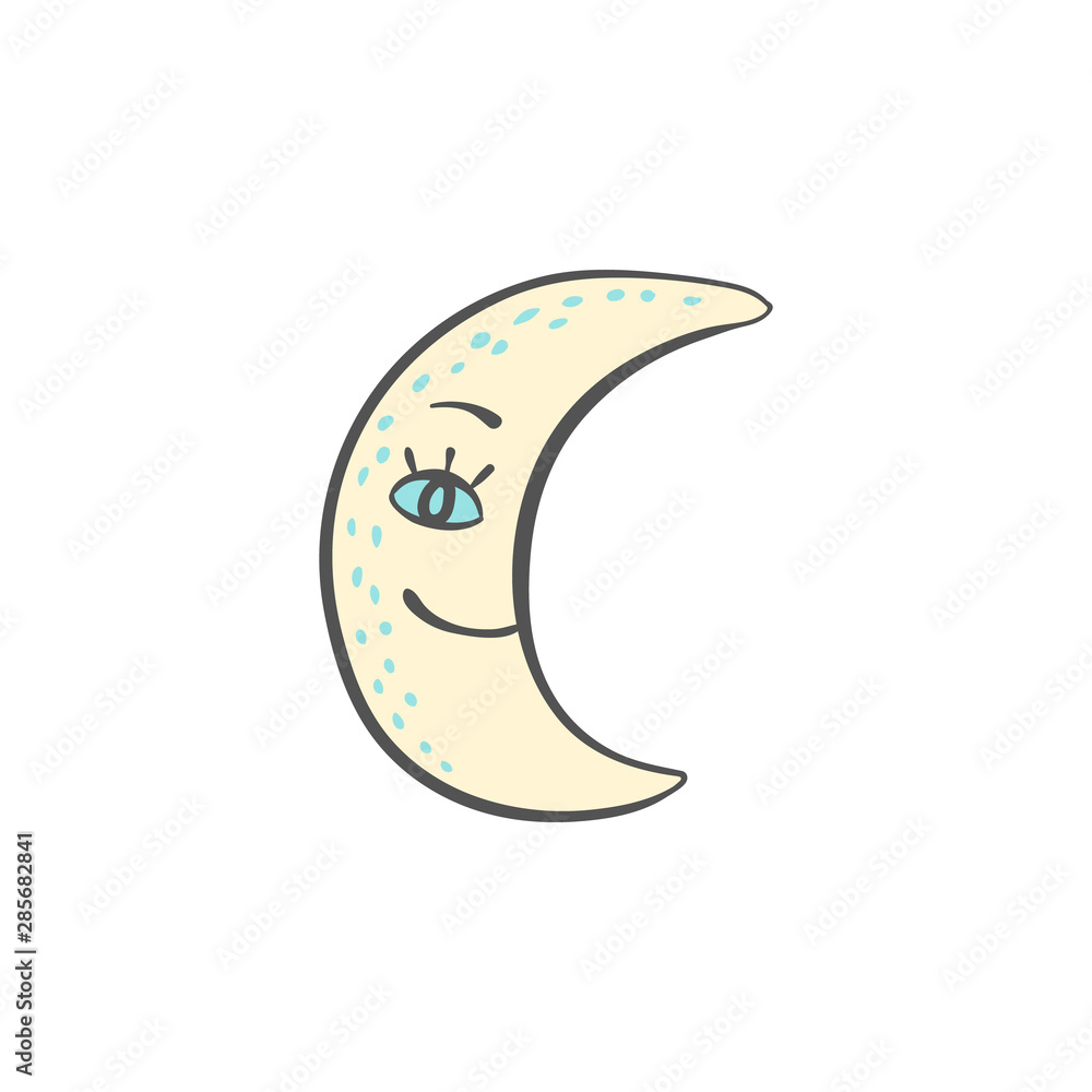 Hand drawn moon for night and sleeping themes doodle vector illustration isolated. Hand drawn moon for night and sleeping themes doodle vector illustration isolated.