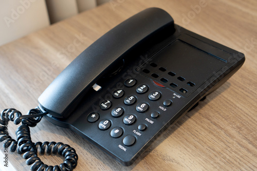 Close up telephone standing on office photo