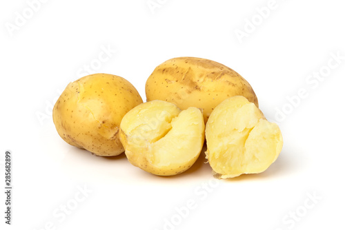 Boiled potato isolated on white background.