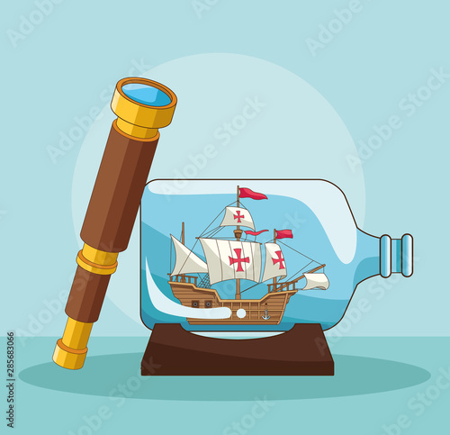 Antique sea navigation tools cartoons