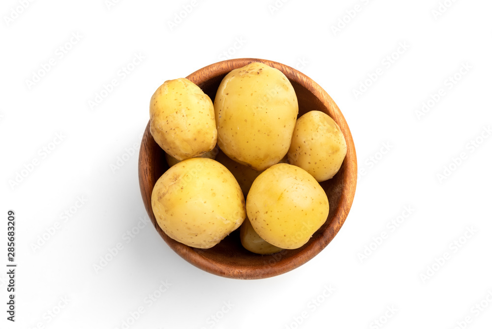 Boiled potato isolated on white background.