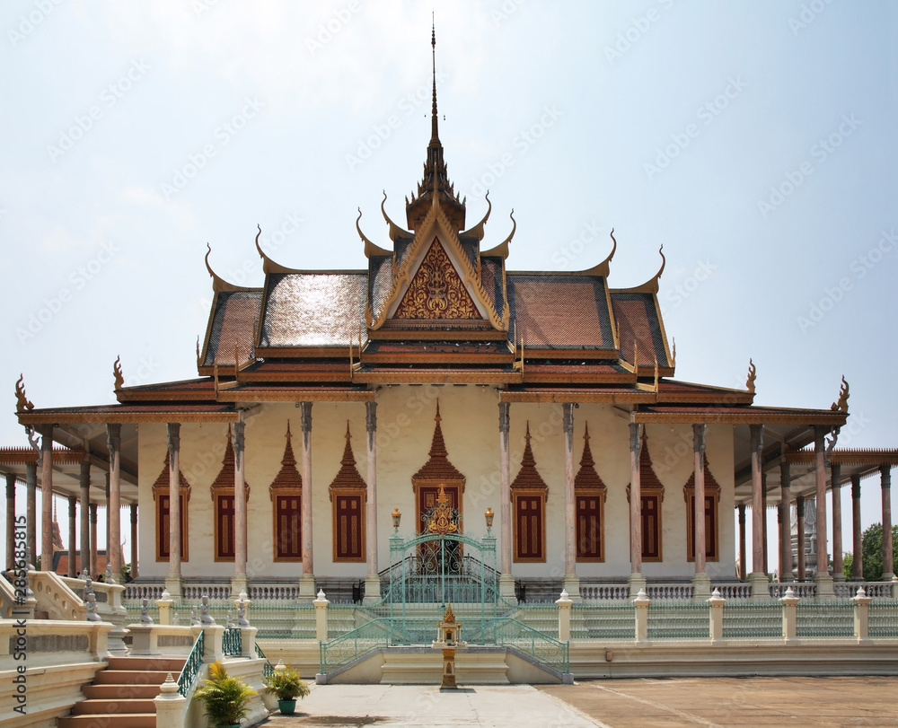 Silver Pagoda - Temple of Emerald - Crystal Buddha (Wat Ubosoth Ratanaram - Preah Vihear Preah Keo Morakot) at Royal Palace in Phnom Penh. Cambodia Silver Pagoda - Temple of Emerald - Crystal Buddha (Wat Ubosoth Ratanaram - Preah Vihear Preah Keo Morakot) at Royal Palace in Phnom Penh. Cambodia