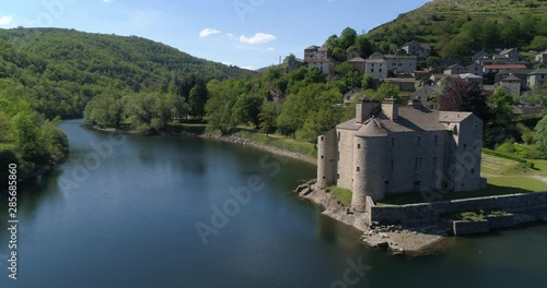 Castanet castle aerial approach, Lozère, France photo