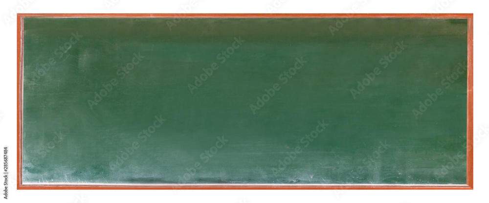 Empty green chalkboard texture hang on the white wall. double frame
