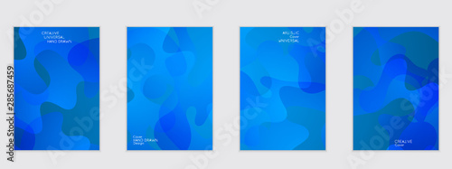 Templates with wavy shapes overlapping on bright gradient background