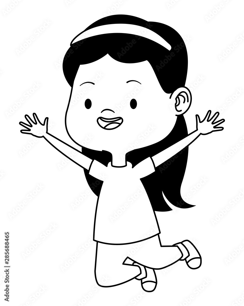 Happy kid having fun cartoons in black and white Happy kid having fun cartoons in black and white