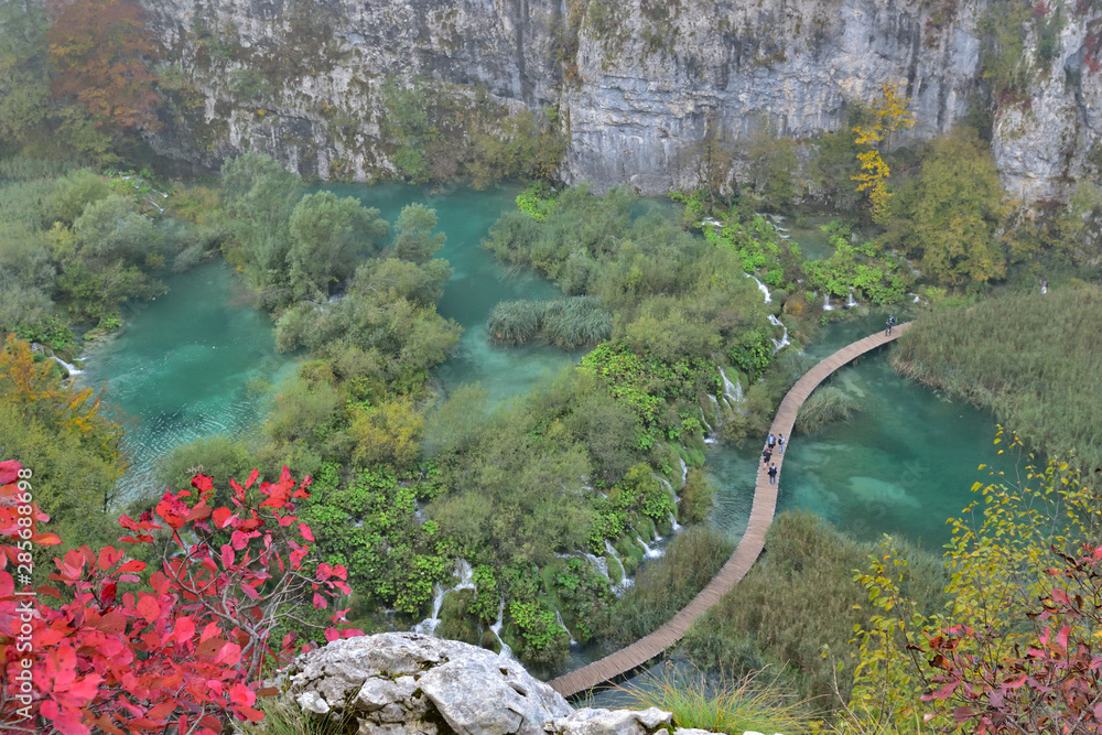 Beautiful fall landscape in Croatia, Plitvice national park