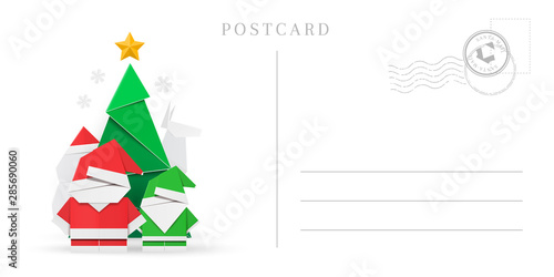 Empty Christmas and New Year postcard template.