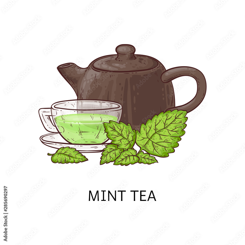 Tea and afternoon tea set line drawing - Stock Illustration [68193719] -  PIXTA