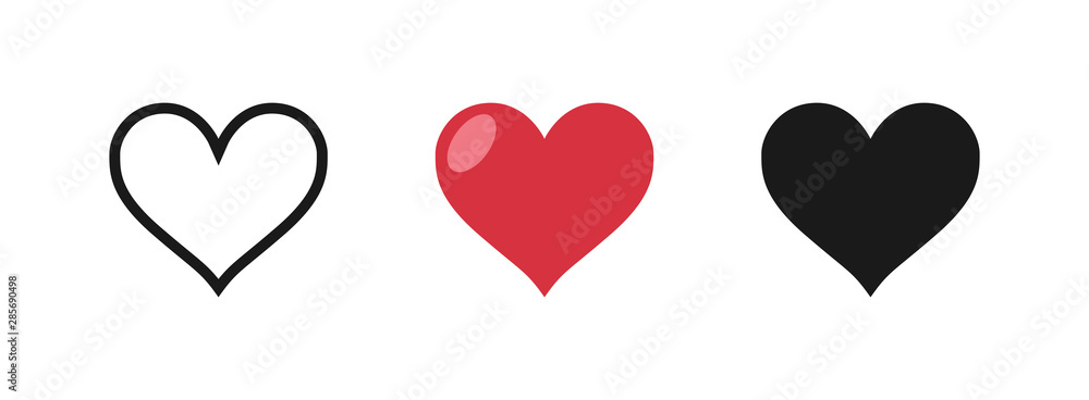 Heart vector icons. Love symbol hearts collection. Heart vector icons. Love symbol hearts collection.