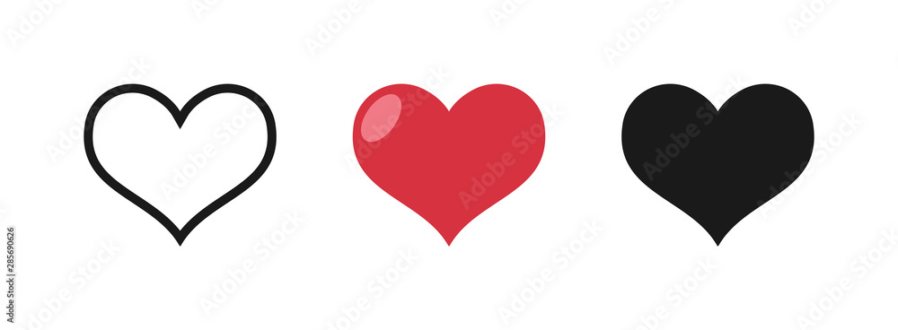 Heart vector icons. Love symbol hearts collection.