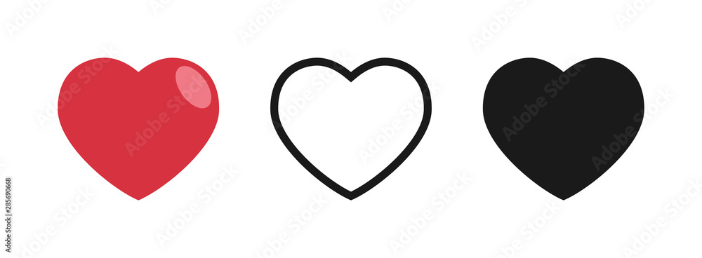 Heart vector icons. Love symbol hearts collection. Heart vector icons. Love symbol hearts collection.