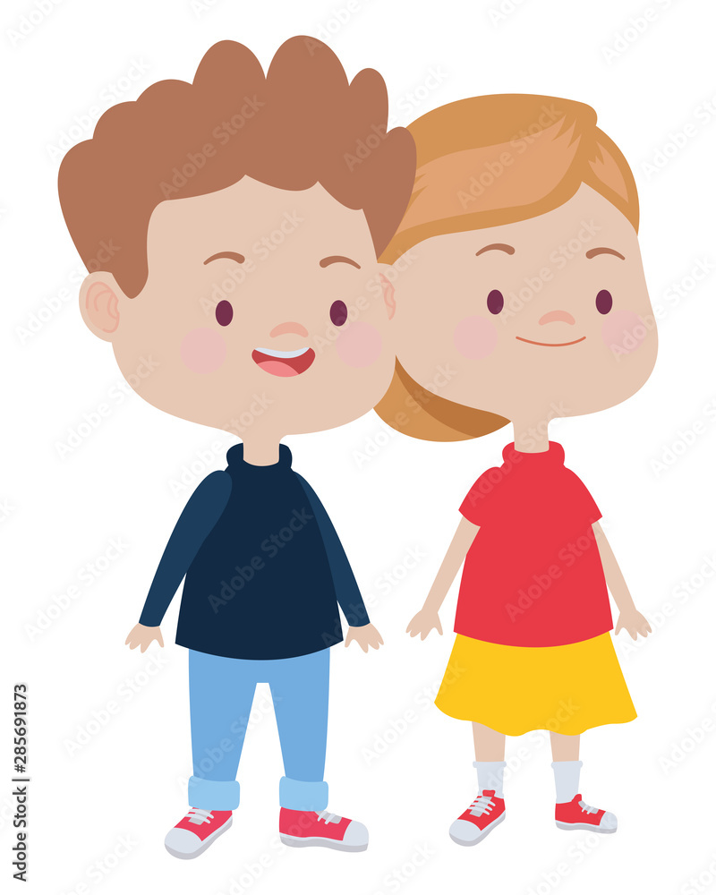 Cute happy kids having fun cartoons Cute happy kids having fun cartoons