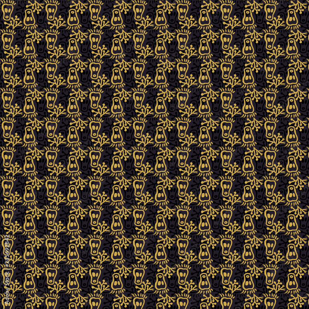 Golden pattern, ghost and branch, on a dark grey background Golden pattern, ghost and branch, on a dark grey background