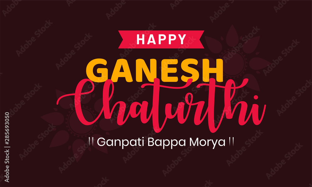 Happy Ganesh Chaturthi. creative  calligraphy for indian festival ganesh chaturthi. typographic emblems, logo or badges. Usable for greeting cards, banners, print, t-shirts, posters and banners.