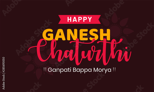 Happy Ganesh Chaturthi. creative  calligraphy for indian festival ganesh chaturthi. typographic emblems, logo or badges. Usable for greeting cards, banners, print, t-shirts, posters and banners.