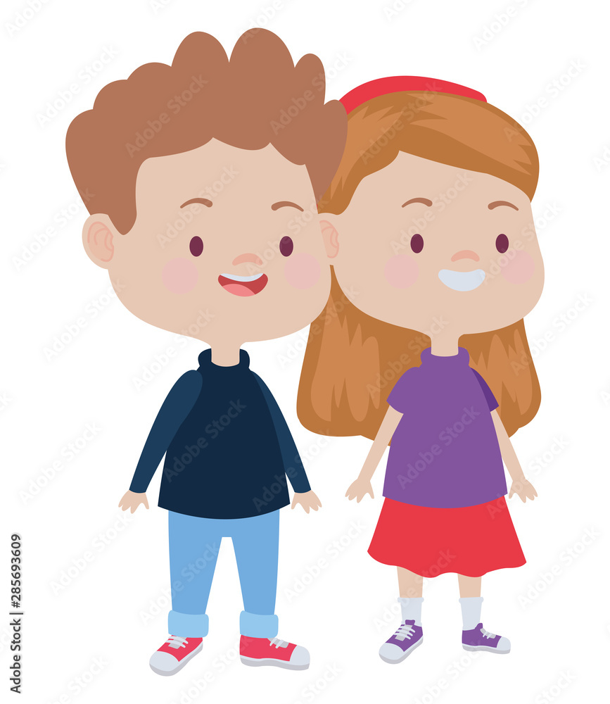 Cute happy kids having fun cartoons Cute happy kids having fun cartoons