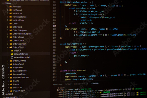 Code redactor (IDE) with open javascript project using react