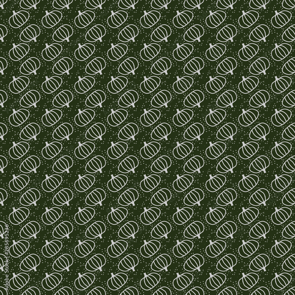 Fototapeta premium A white pattern with pumpkin, on a green background
