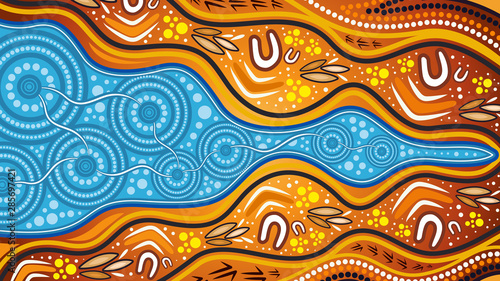 Illustration based on aboriginal style of background.