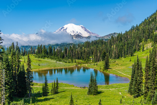 Landscape of East Face of Mount Rainier with Low-lying Fog from above Tipsoo Lake on WA Route 410 in Mount Rainier National Park-2451 © Robert Appleby