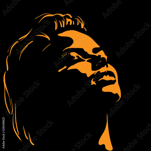 Beauty Woman Face silhouette in contrast backlight