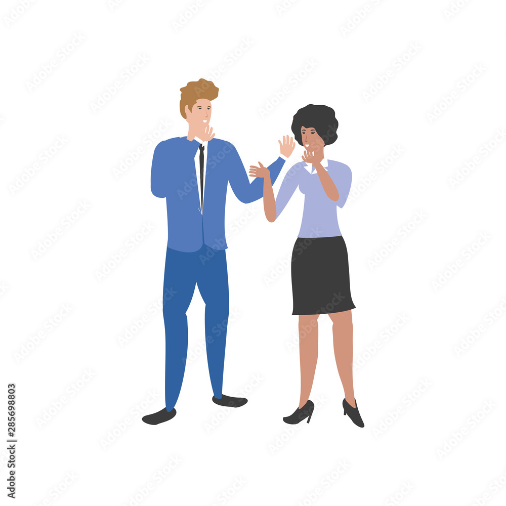 young couple avatars characters icon young couple avatars characters icon